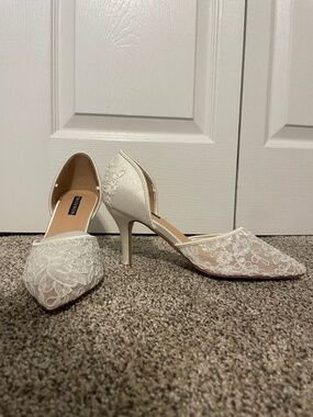 Erijunor Ivory Lace/Mesh Satin Shoes